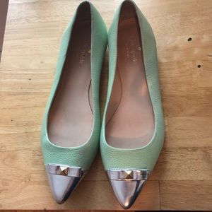 Kate Spade Mint Green Silver Toe Flats